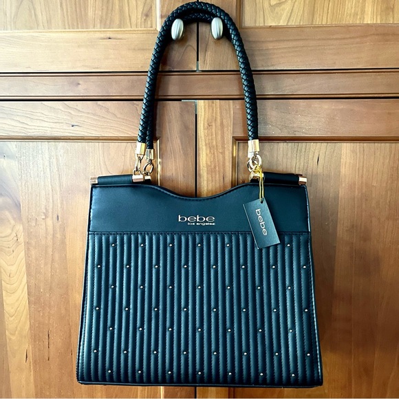 New With Tags BEBE Aliah Stud Convertible Satchel & Shoulder & Crossbody Bag - Picture 7 of 7